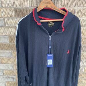 Ralph Lauren Men's 3XLT Black Red White Full Zip Jacket Performance Track Soccer